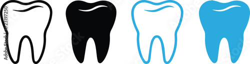 Vector art of dental teeth in different colors and styles