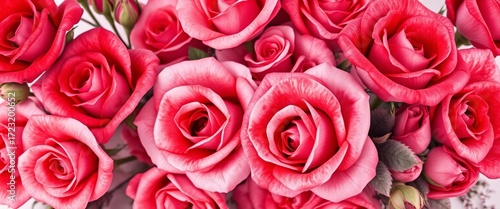 Watercolor red roses, lush blooms, soft petals, romantic floral background, art, romantic