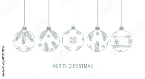 Merry Christmas holiday decorations with elegant snowflake and pine branch designs for festive greetings and winter celebrations season