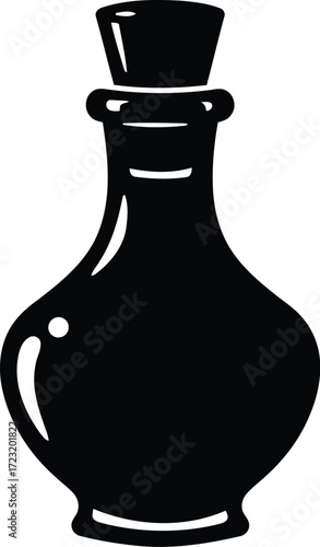 Vintage glass bottle with cork stopper rustic sketch style vector