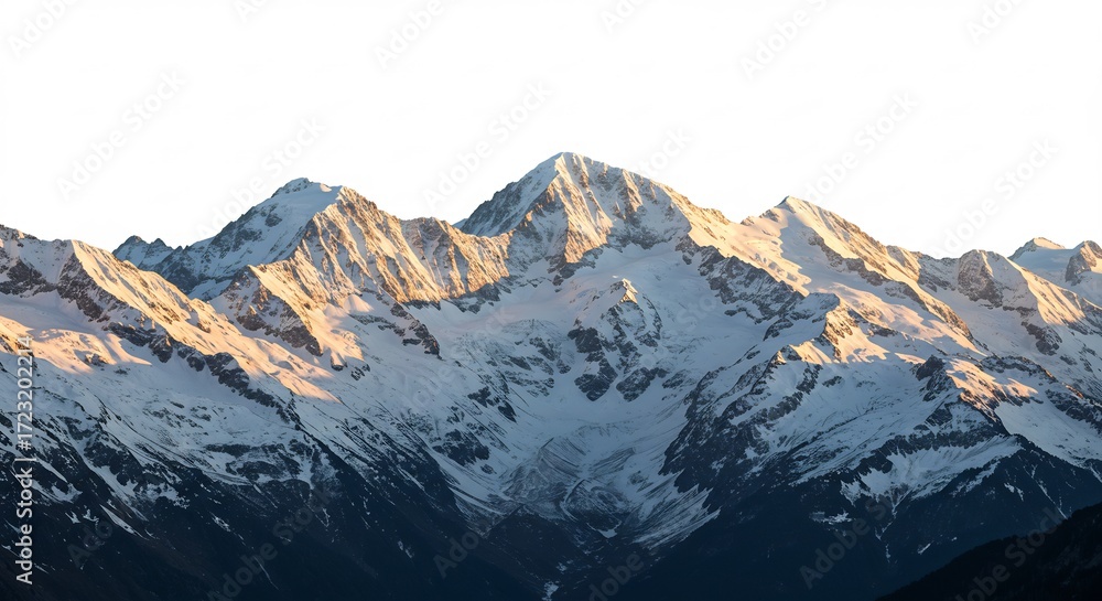 Fototapeta premium 黄金時間輝く雪山絶景 雄大な山脈 静寂の風景. AI Generated