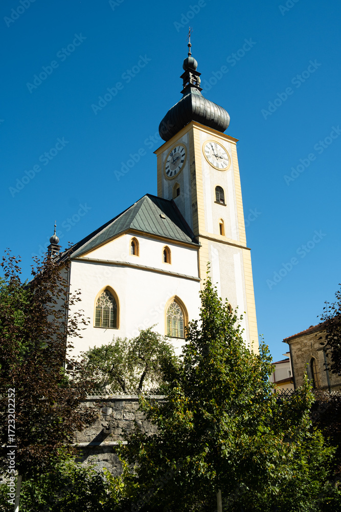Fototapeta premium Rothschild Castle Tower with Glass Extension in Waidhofen an der Ybbs, Austria
