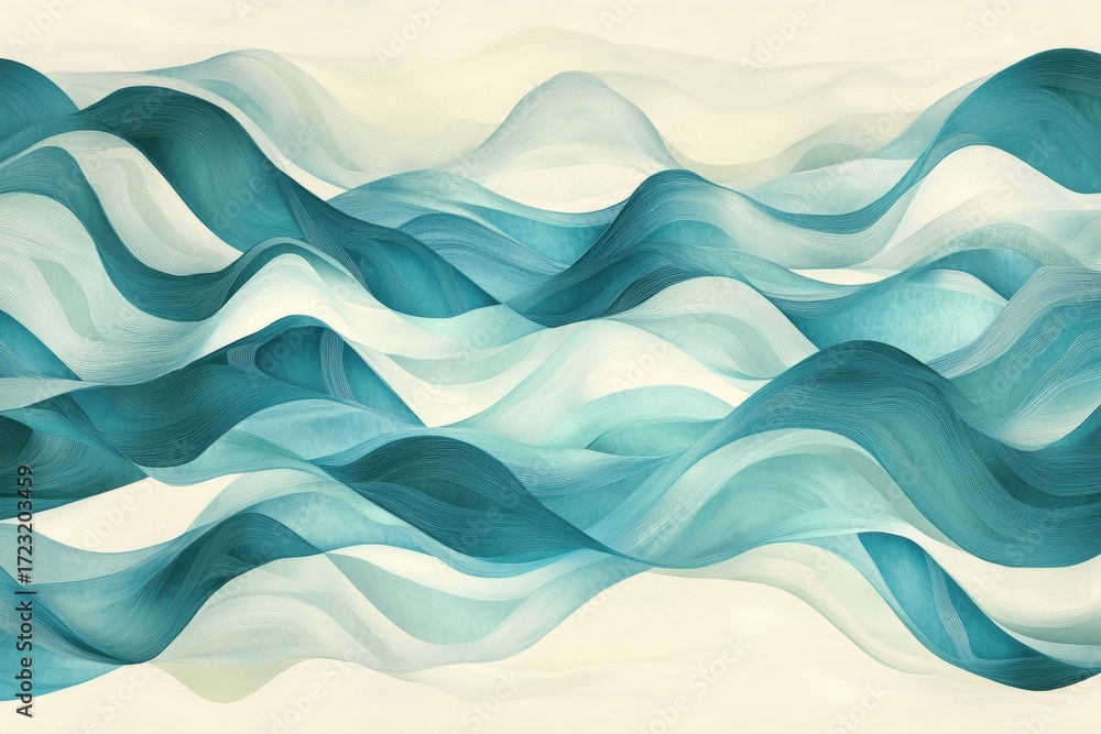 Fototapeta premium The image is a blue and white wave with a lot of detail