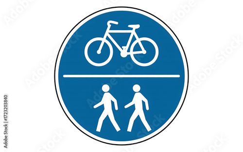 Shared pedestrian and bike path isolated on transparent background
