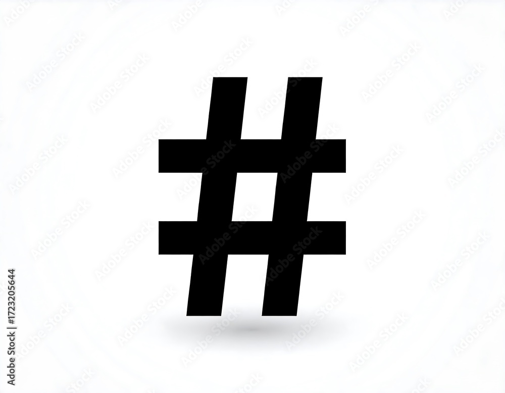 Fototapeta premium Simple black hashtag symbol on white background