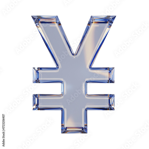 Sleek crystal yen symbol for financial design, modern business, global economy, and international trade presentations, adding a touch of elegance and clarity