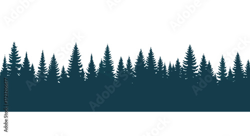 Serene evergreen forest silhouette creating a peaceful natural backdrop for your next project