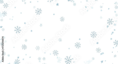 Sparkling snowflakes and stars drift down creating a magical winter wonderland backdrop