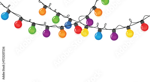 Festive string of vibrant cartoon lights, perfect for holiday celebrations or adding a playful touch to your designs and invitations