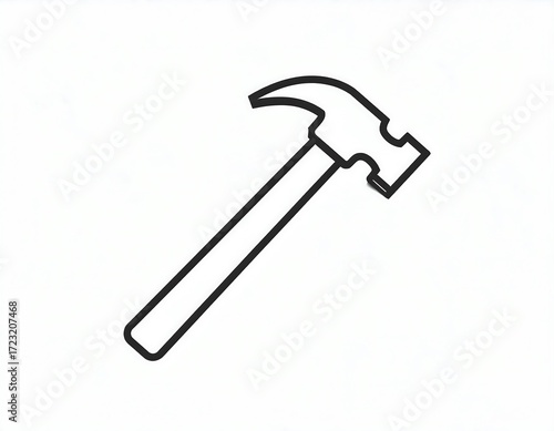 Simple black line drawing of a hammer