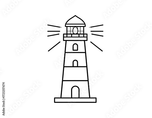 Simple black line drawing of a lighthouse (1)