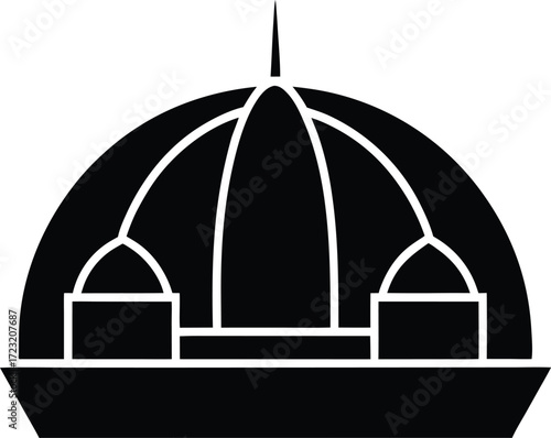 minimal line art aerial sketch of futuristic desert settlement illustration on transparent
