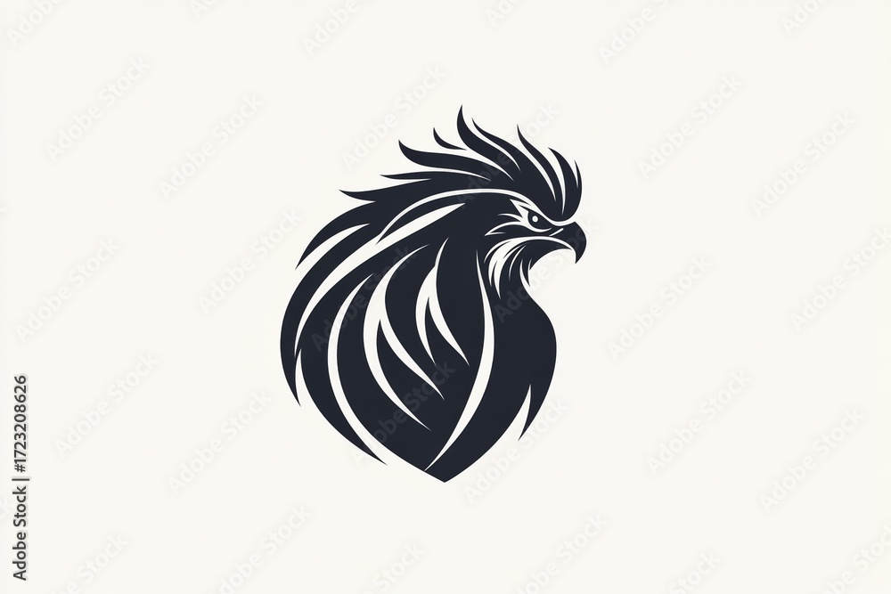 Fototapeta premium This sleek and modern hawk logo showcases elegant feather patterns, embodying power and freedom. Ideal for branding or artistic projects.