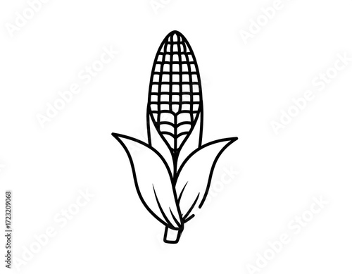 Simple black line drawing of an ear of corn