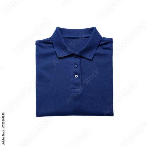 Classic Polo Shirt in Navy Blue, Isolated on White Background