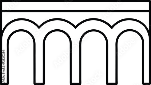 Minimalist geometry line art of roman aqueduct illustration on transparent