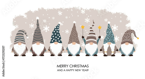 Delightful group of festive gnomes celebrating the magic of Christmas and a joyful New Year
