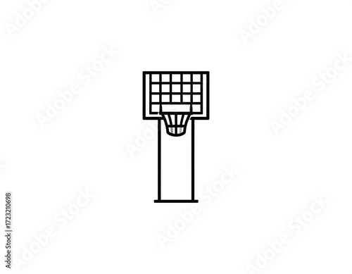 Simple black outline drawing of a basketball hoop