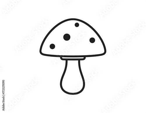 Simple black outline drawing of a mushroom