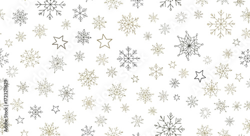 Elegant winter snowflake and star pattern design perfect for festive holiday backgrounds and seasonal crafting projects