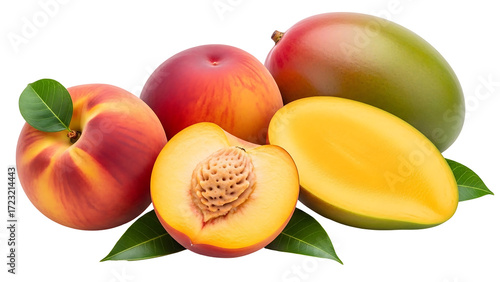 Fresh peaches and mango fruit arrangement