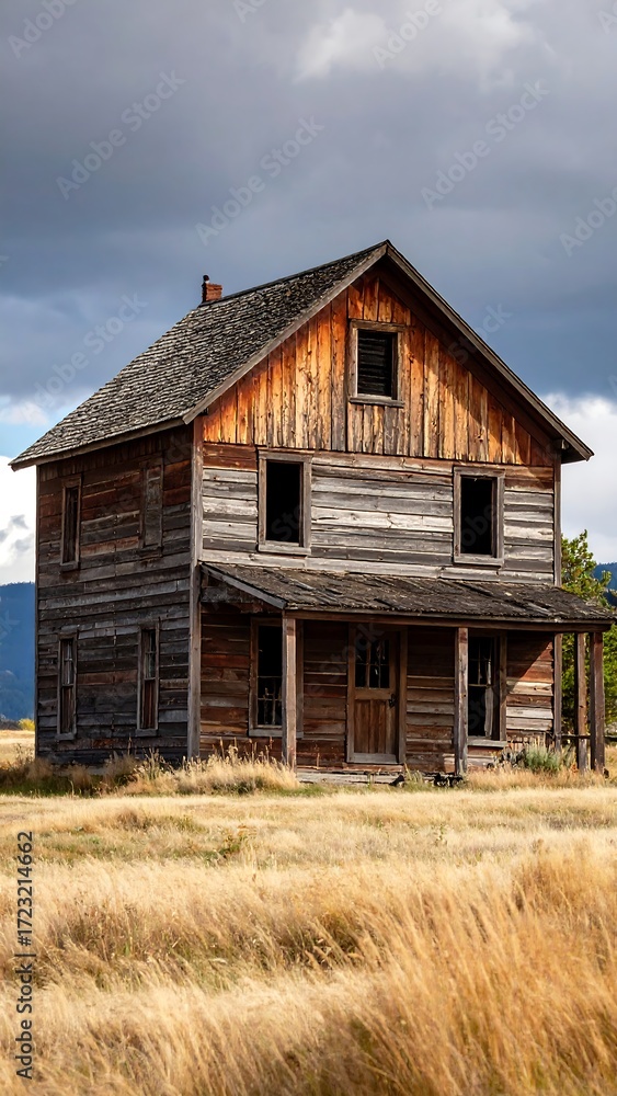 Obraz premium Weathered farmhouse in a field