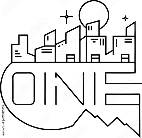 one line futuristic mars canyon city plan illustration on transparent