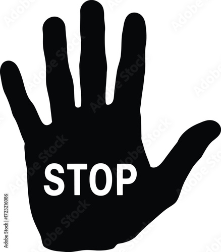 Stop hand sign isolated symbol warning prohibition alert gesture vector