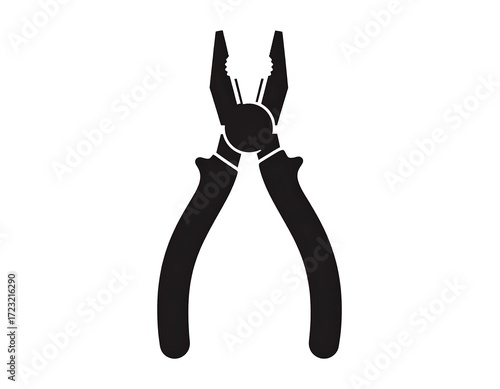 Simple black silhouette of a pair of pliers