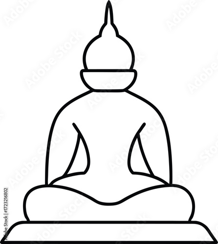 one line sketch of buddhist monastery meditation illustration on transparent