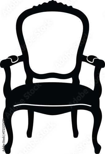 Elegant victorian armchair silhouette isolated vintage furniture design vector