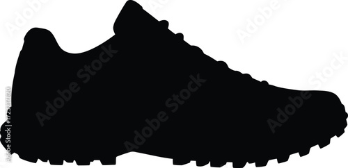 Silhouette of a rugged trail running shoe for outdoor adventure and sports vector