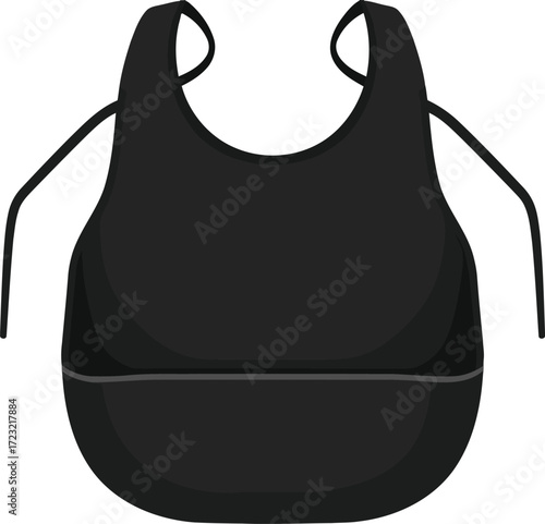 Minimalist black baby bib with pocket vector