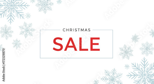 Get ready for incredible savings with our stunning Christmas Sale announcement featuring festive snowflakes and bold red text