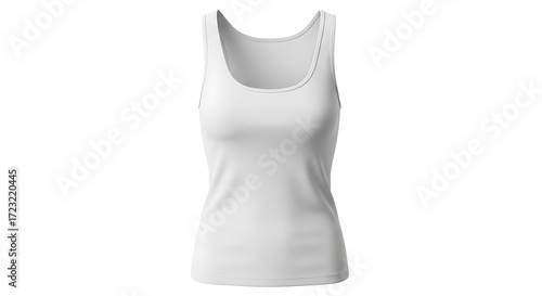 Sleek white sleeveless tank top offers versatile styling for modern fashion brands and retail.