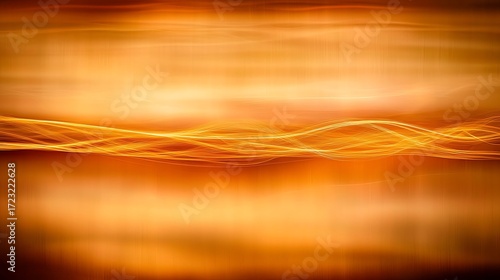 Abstract golden wave with shining particles photographed on DSLR, 24mm wide angle, sharp detail on glowing abstract flow