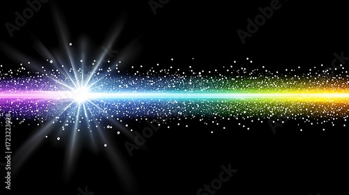 Neon abstract spectrum flowing across frame shot on full frame camera, 24mm wide lens, emphasis on radiant streaks with natural highlights and shadows