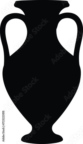 Ancient greek amphora silhouette historic ceramic vessel iconic symbol vector