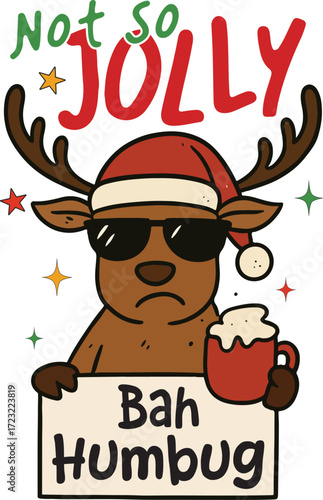 Not So Jolly Bah Humbug - Funny Merry Christmas Tshirt Vector, sarcastic Xmas Sublimation, Xmas Kawaii Illustration, holiday festive Art, christmas sarcasm Quote Shirt
