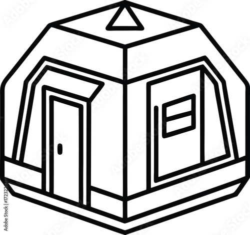 futuristic modular co living pod line art illustration on transparent