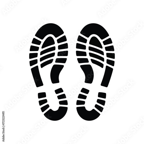  Stylized black shoe print icon with tread detail—symbolizing movement, direction, tracking, and presence in navigation or forensic contexts