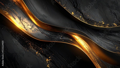 Black and Gold Luxury Abstract Wave Background