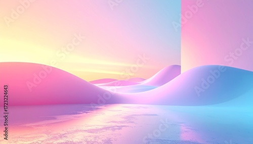 Minimalist Pastel Futuristic Landscape Background