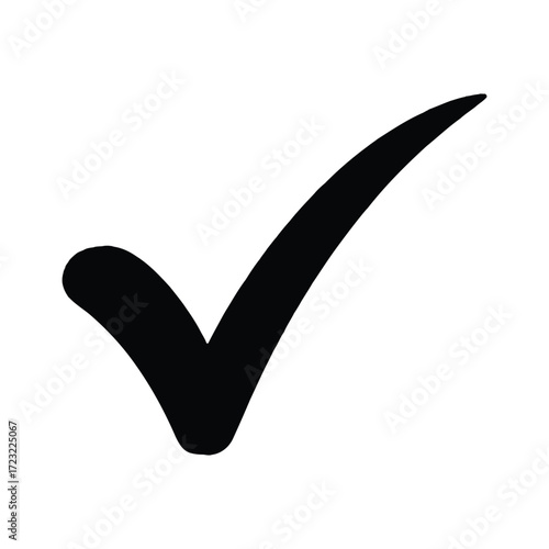  Bold black check mark icon on white background—symbolizing approval, completion, correctness, and verification in digital or print contexts