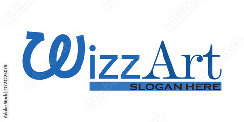 Stylish blue WizzArt logo design showcasing creative brand identity and artistic flair, perfect for visual communications, design agencies, and innovative tech companies branding needs