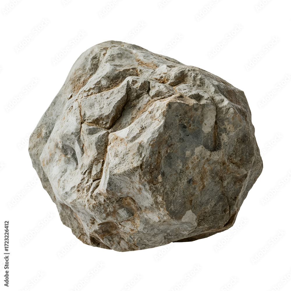 Obraz premium Rough textured grey and brown sedimentary rock formation isolated on a transparent background