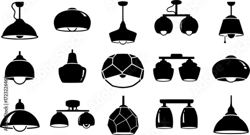 Pendant lamps, Ceiling lamp, Pendant lamps silhouette, Ceiling lamp silhouette, Pendant lamp logo, Lamp silhouette, Pendant light icon, Ceiling lamp icon, Pendant lamps vector 