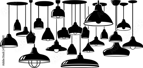 Pendant lamps, Ceiling lamp, Pendant lamps silhouette, Ceiling lamp silhouette, Pendant lamp logo, Lamp silhouette, Pendant light icon, Ceiling lamp icon, Pendant lamps vector 