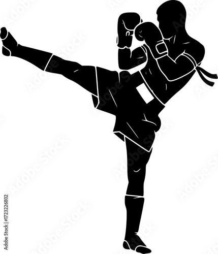 Muay thai boxing silhouette. Muay thai boxing SVG, Muay thai boxing silhouettes, Thai boxing silhouettes