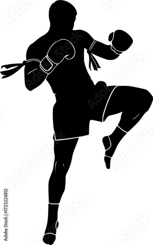 Muay thai boxing silhouette. Muay thai boxing SVG, Muay thai boxing silhouettes, Thai boxing silhouettes